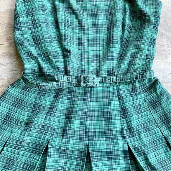 Vintage Dress in Green & Black Plaid by ILGWU - Picture 3 of 6